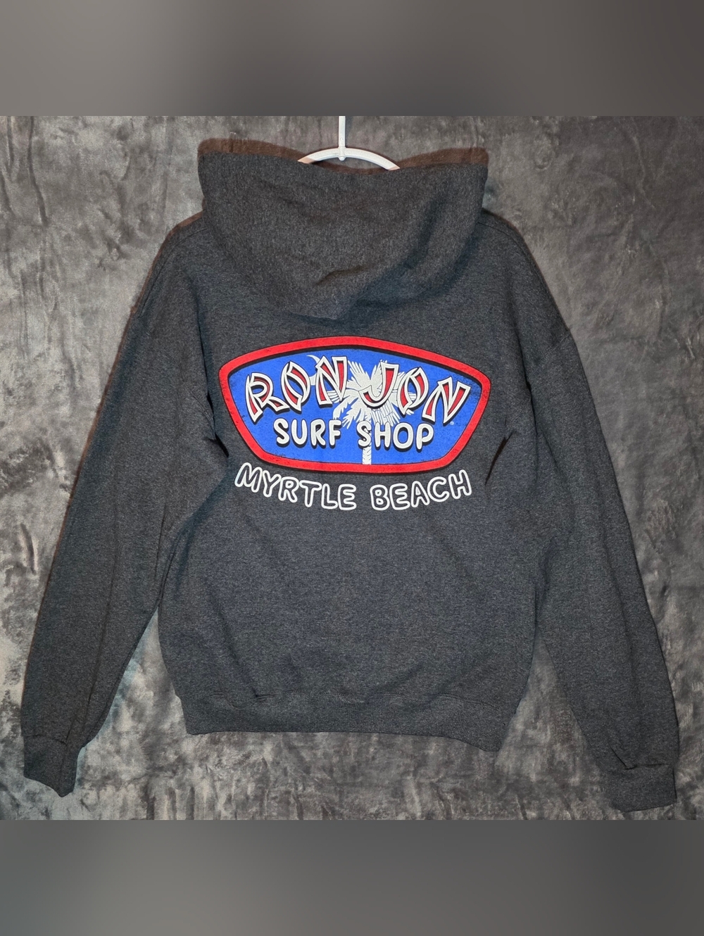 Ron Jon Dark Gray Pullover Hoodie with Chest Logo - Picture 2 of 3